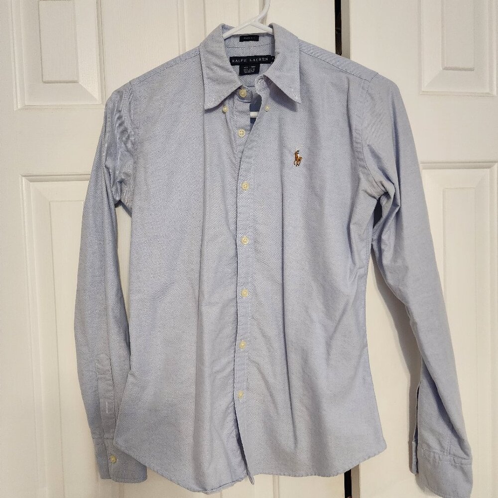 Ralph Lauren Blue Button Down Size 4